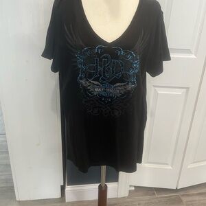 Harley-Davidson Black and Blue Women's Tee